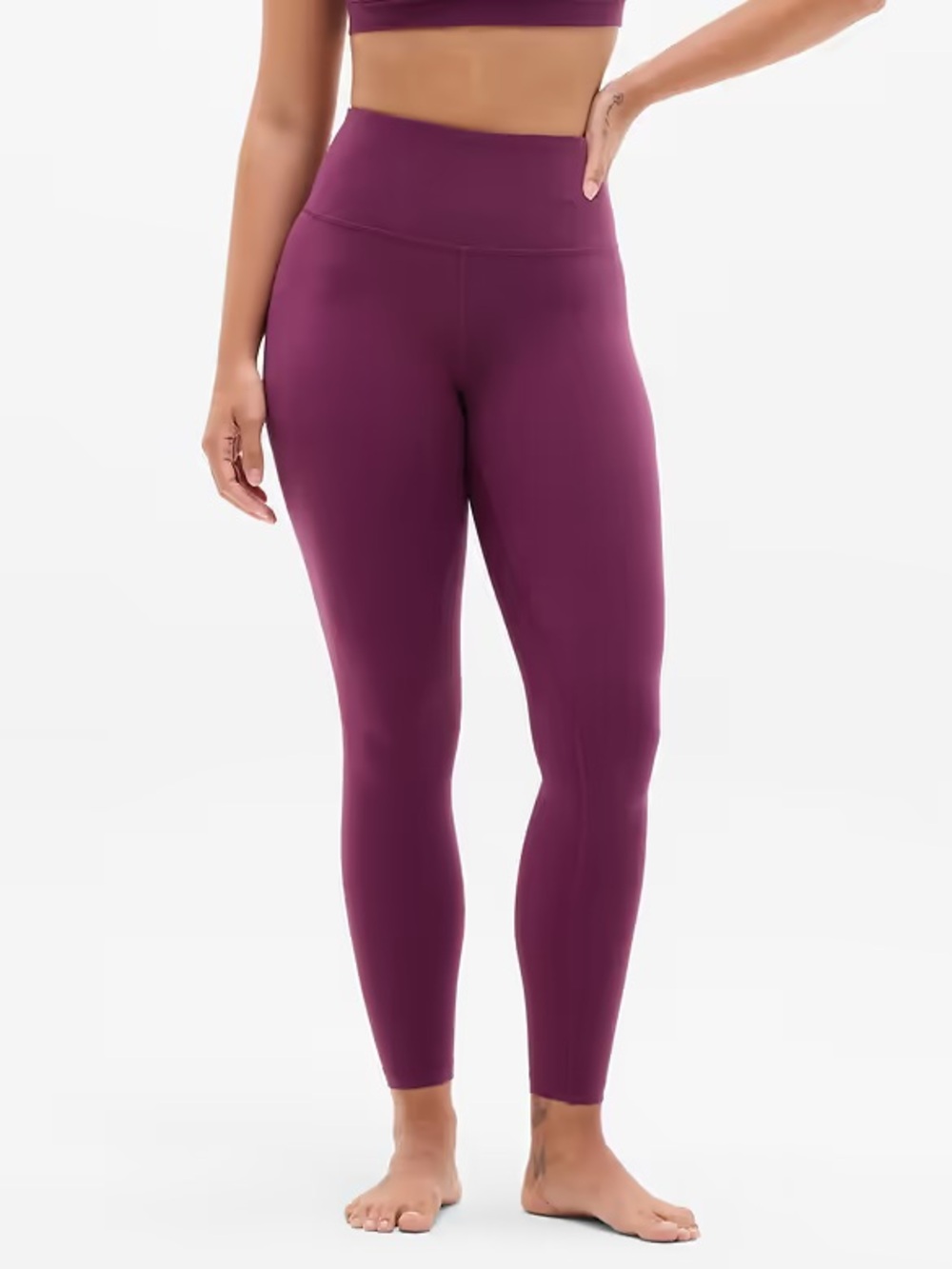 Athleta Elation Rib Tight High-Rise Leggings in Plum